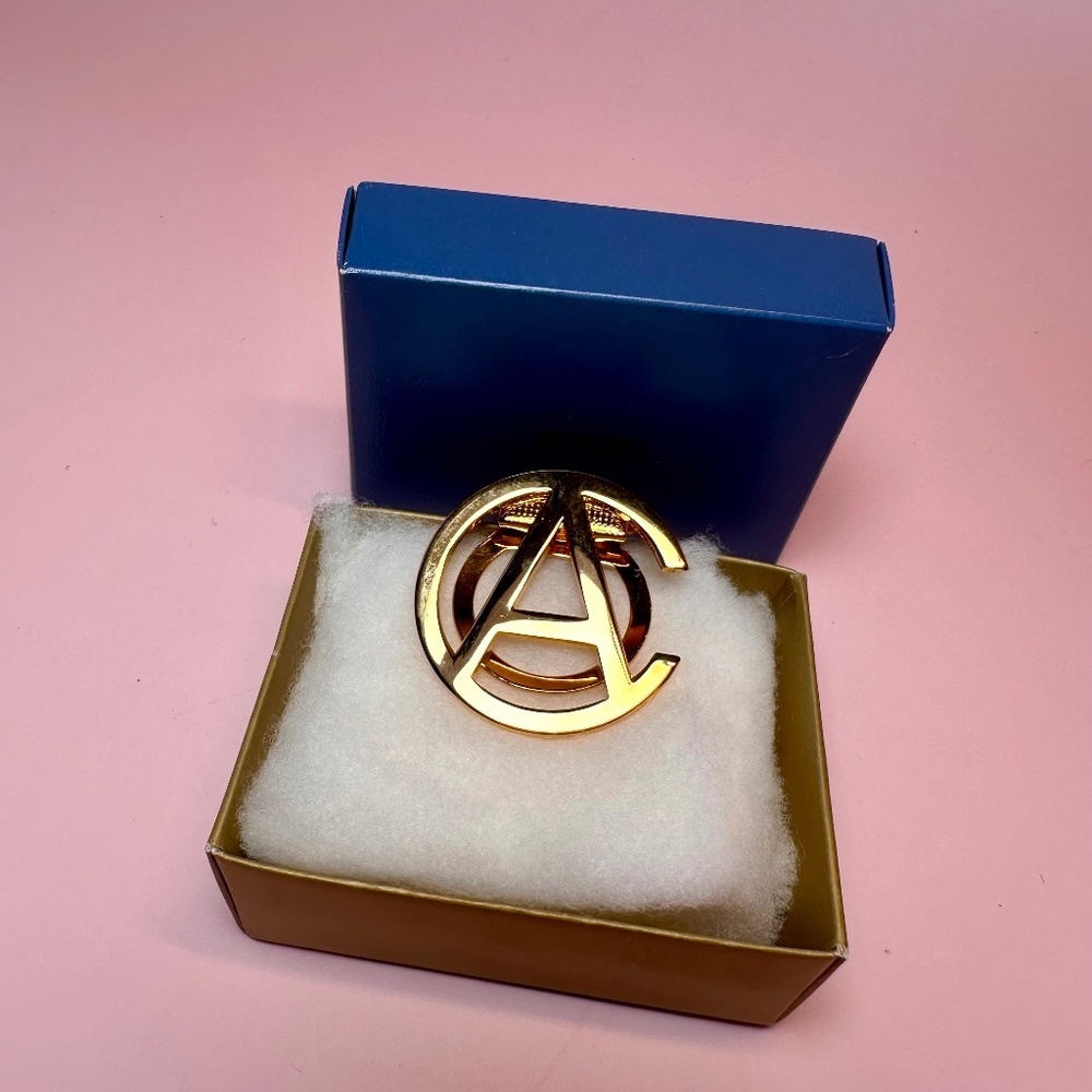 Avon Gold Letter “A” Scarf Clip • Rep Award • Vintage 70s/80s